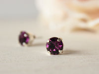 Personalized February Birthstone Stud Earrings in Amethyst